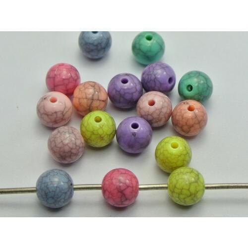 100 Mixed Color Acrylic Round Beads 10mm Imitation Stone