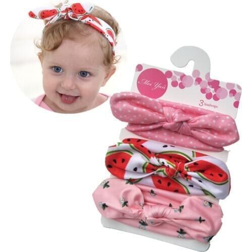 3Pcs Baby Girls Hair Accessories Kids Elastic Floral Headband Bowknot Cartoon Hair Bands Headwear Set baby girl headbands