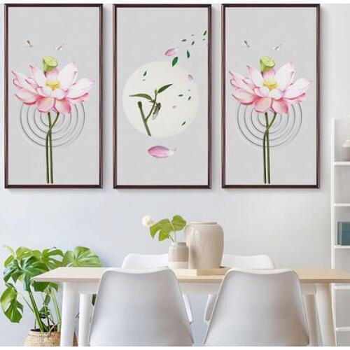 50*110CM Lotus Living Room Home Decoration Vinyl Wall Sticker on the Wall Flower Chinese Style Poster Decor adesivo de parede