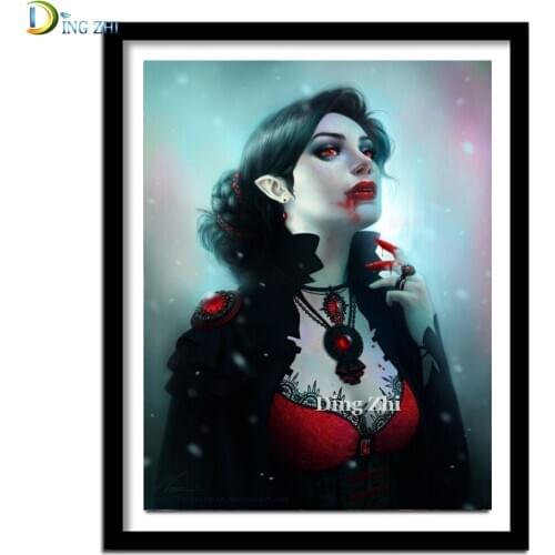5D Diamond Painting Sexy vampire woman Full Square/Round Drill Diy Cross Stitch Diamond Art Portrait Embroidery Home Decor