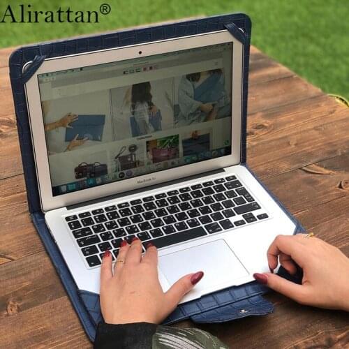 Alirattan 2021 New Laptop Sleeve Case Notebook Case Cover Pouch For 13.3 inch Macbook Ostrich Crocodile Pattern Laptop Holder