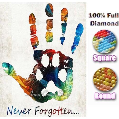 Full Square / Round Drill DIY Diamond Painting Cross Stitch Dog Paw imprint never forgotten Diamond Embroidery Mosaic Home Decor