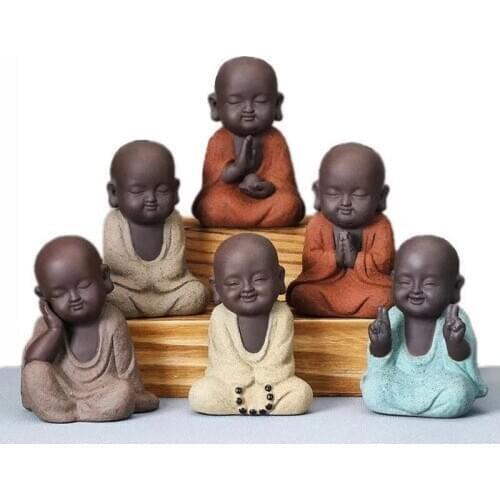Free Shipping Buddha Statues Small Monk Color Sand Ceramic Home Club Geomantic Decoration Purple Sand Figurines Tea Pet