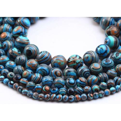 Wholesale Synthetic Blue Stripes Malachite Stone Beads Loose Spacer Beads for Jewelry Making 4/6/8/10/12mm