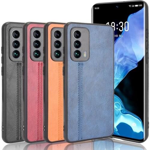 For Meizu 18 Case For Meizu18 Case Suture Soft Edge PU Leather Hard Phone Cover For Meizu 18 Case 6.2"