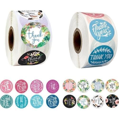 For Package Stationery DIY Hand Account 500pcs/Roll 2.5CM/3.8CM Label Paper Thank You Sticker Nice Gift Christmas Decoration