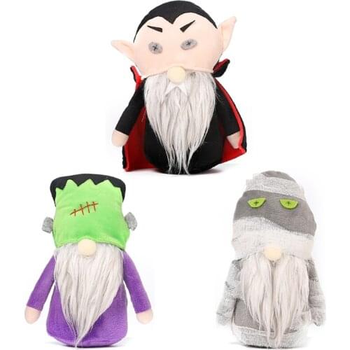 E56C 1PC Halloween Plush Dwarf Decor Holiday Gnome Christmas Plush Ornaments Tabletop Elf Thanks Giving Day Gifts Props