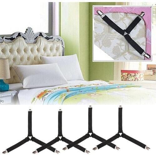 4Pcs/set Elastic Bed Sheet Grippers Belt Fastener Bed Sheet Clips Mattress Cover Blankets Holder Home Textiles Organize Clamp