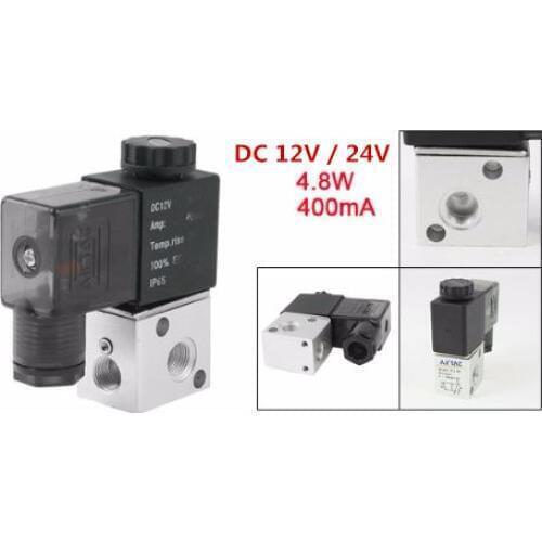 1 PC 3v1-06 DC 12V 24V 400mA 4.8W 1/8"PT 2 Position 3 Way Port Direct Drive Type Electric Solenoid Valve for Pneumatic Air Water