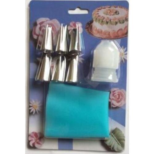 Baking Tool Bakeware Silicone Icing Piping Cream Pastry Bag with 7pcs/set Stainless Steel Nozzle Sets Cake DIY Decorating