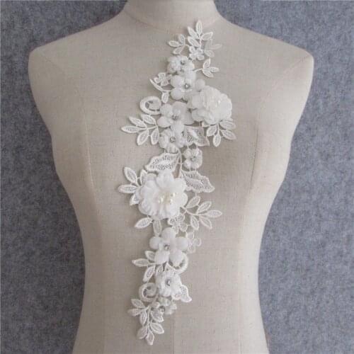 Lace false collar 3D three-dimensional flower decoration pearl rhinestone sewing dress applique DIY craft supplies accessories