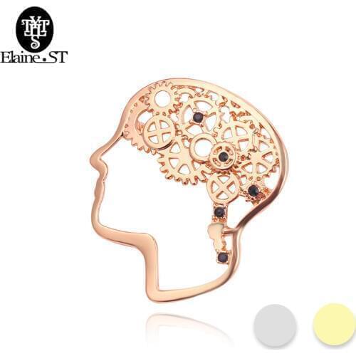 Nerve Head Form Machine Brain Brooch Wise Brain Black Crystal Badge Pins Fashion Jewelry For Scholar Men Women Charm Chic Gift