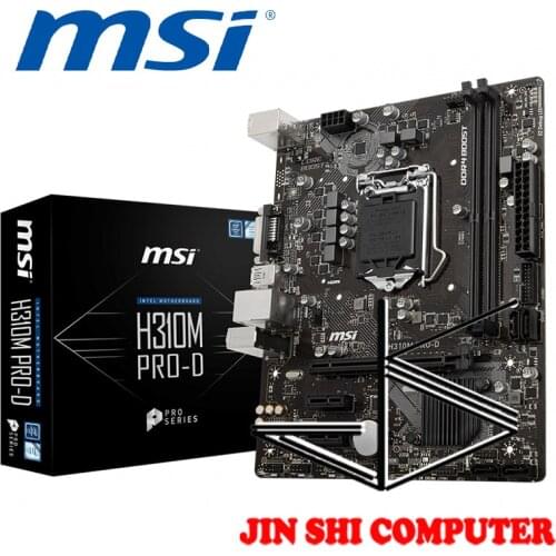 NEW MSI H310M PRO-D Supports 8th Gen Intel® Core™ LGA 1151 socket Supports DDR4 Memory DVI-D Port USB 2.0 & LAN Ports