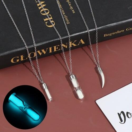 Fashion Hourglass Luminous Pendant Necklace Glowing In The Dark Hollow Luminous Pendant Necklace Jewelry Halloween Gifts