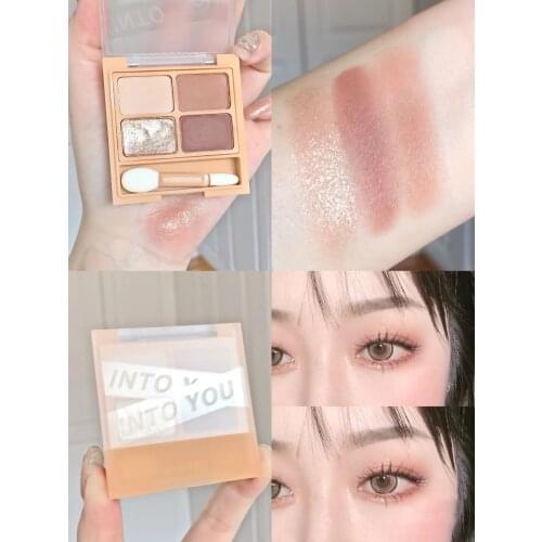 INTO YOU 4 Colors Eye Shadow Palette Matte Shimmer Glitter Sequins Pigment Women Beauty Eye Makeup Professional Cosmetics