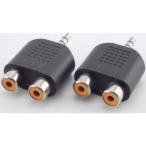 1pcs 3.5mm Plug Male to 2 RCA Female AUX Audio Adapter Y Type Splitter Connector For Earphone Stereo Headphone Computer Speaker