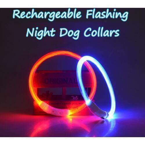 Rechargeable Flashing Night Dog Collars USB Charging Luminous Puppy Collar Led Light Glow Pet Dog Collar With Usb Cable Charging