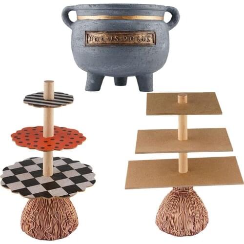 Halloween Pumpkin Snack Plates Rack Witch Bowl Cake Stand Dessert Fruit Dishes Party Buffet Display Tray For Food Serving Plates