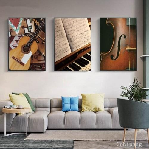Classical Music Prints Posters Guitar Canvas Painting On The Wall Sheet Music Art For Living Room Home Decorative Pictures