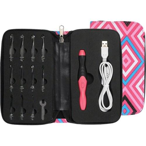 Adjustable LED Glowing Crochet Hooks Kit Household DIY Sewing Craft Tools Accessories USB Rechargeable Knitting Weave Needle Set