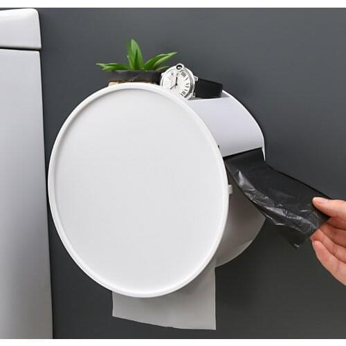 Self-adhesive Bathroom Paper Holder Creative Household Goods Racks Free Perforation Creative Waterproof Wall-mounted Tissue Box