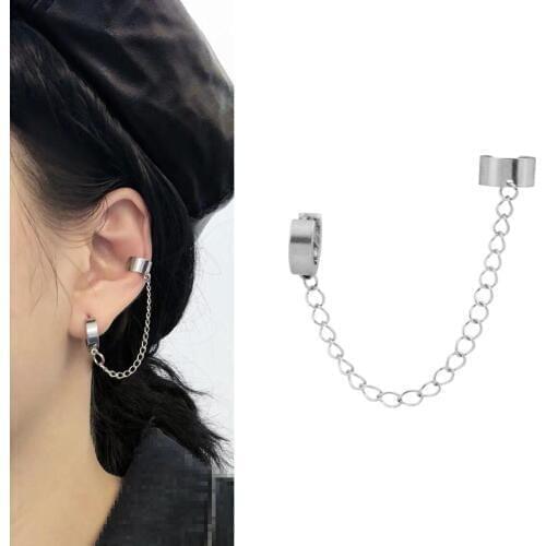 Korean Punk Ear Clip Cuff Wrap Earrings Boys Men Stainless Steel Women Stud Earring Hipster Rock Grunge Accessory Unisex Gift
