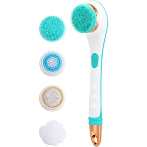 Electric Bath Brush Massage Brush 4 in 1 Multifunctional Long Handle Back Rubbing Brush Bath Instrument