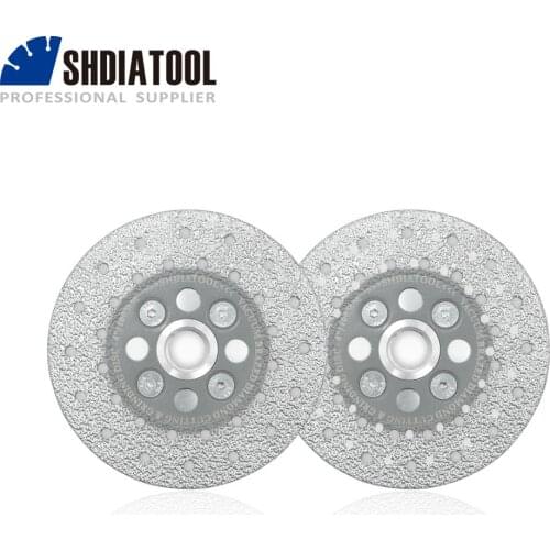 SHDIATOOL 2pcs Premium Quality Diameter Double Sided Vacuum Brazed Diamond Cutting & Grinding Disc With 5/8-11 Flange