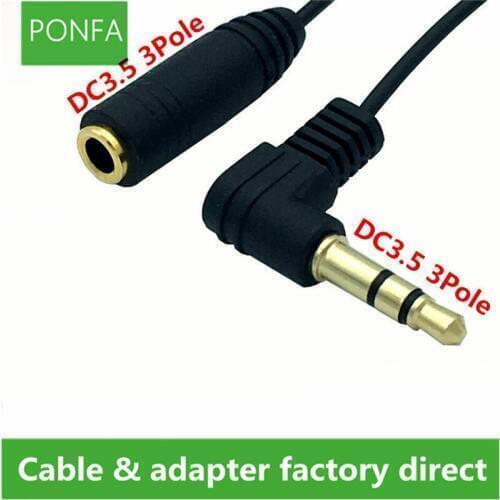 3.5mm Male To Female Jack 3 Pole 90 Degree Plug Extension Aux Audio Coiled Spiral Cable 0.6m