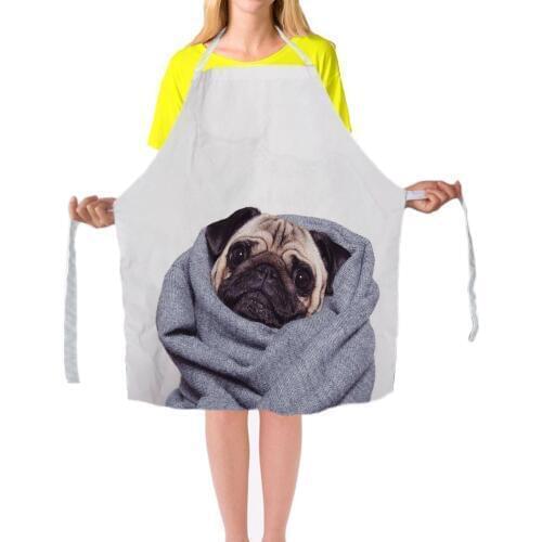 Unique Work Apron for Men Women Cute Pug Print Personalized Chef Aprons Sleeveless 79*67cm Restaurant Kitchen Bib Aprons