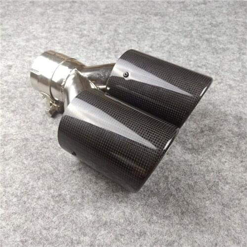 Car Universal Exhaust End Tips Auto Double Glossy Carbon Fiber Exhaust Pipe For Akrapovic CarbonExhaust Nozzles Muffler Pipes