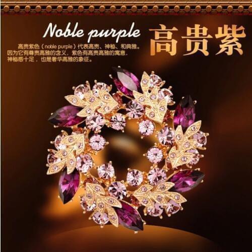 High Quality Noble Bauhinia Rhinestone Brooch Pin Top Crystal Brooches for Women Broaches Men Broches Scarf Buckle Brouch