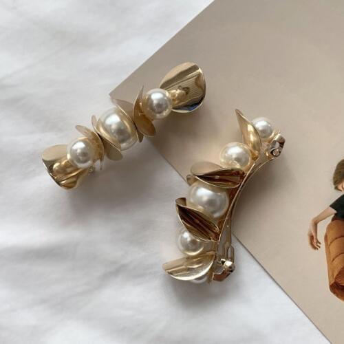 Korea New Shining Metal Wafer Imitation Pearl Hairgrips Hair Clips For Women Hair Jewelry Barrettes Vintage