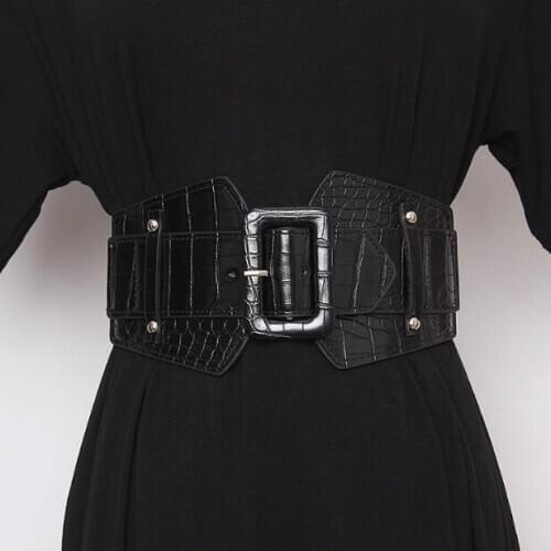 Womens runway fashion elastic pu leather Cummerbunds female Dress Corsets Waistband Belts decoration wide belt TB1210