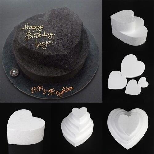 1PC 4/6/8/10 inch Heart Round Shape Practice Model Cake Foam Mold Sugarcraft Dummy Party Wedding Styrofoam Kitchen Accessories