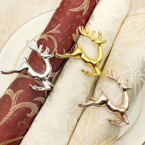 1Pcs Christmas deer napkin rings Silver Gold Alloy napkin buckle napkin buckle hotel wedding party table decoration