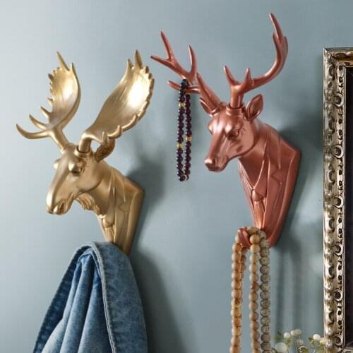 1Pc Nordic Animal Hanging Coat Hook Resin Deer Head Elephant Wall Key Clothes Hanger Home Decoration