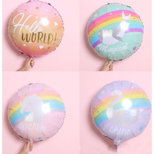 2pcs 22 inch round rainbow unicorn swan aluminum balloon birthday party wedding proposal childrens toy