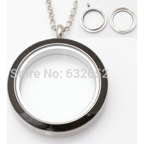 30mm stainless steel round Twist floating lockets, black color with free 50-55cm chain FN2004