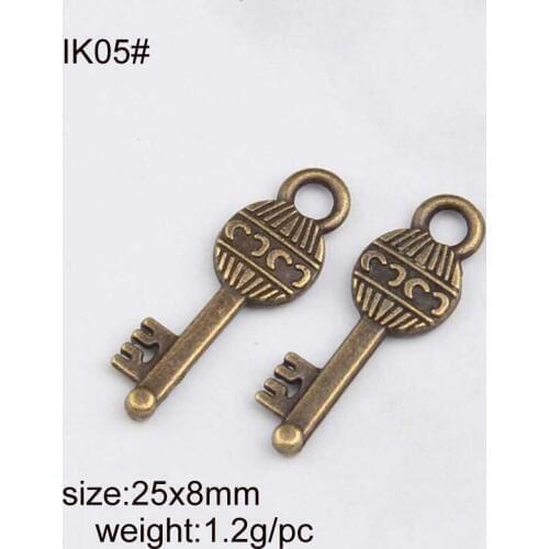 50PCS 25x8mm Antique Bronze Key Charm Pendants For Jewelry Making