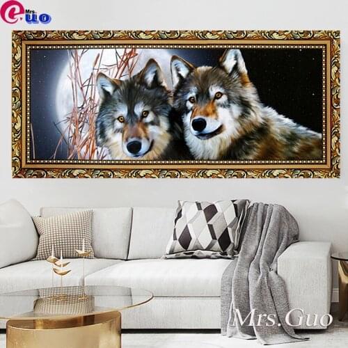 5D DIY Diamond Painting Full Square round Moonlight Wolf Diamond Embroidery Cross Stitch Mosaic Rhinestones Home Decor