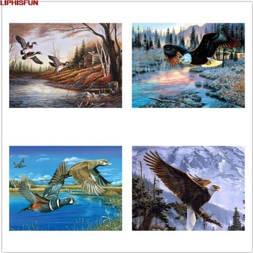 5D Full Drill Diy Diamond Painting Cross Stitch Resin Square/round Diamond Embroidery home wall decor bird landscape lake eagle