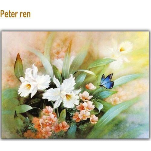 Diamond painting Cross stitch Orchid And Butterfly 3D Diamond Mosaic Full square Diamond embroidery Diy Diamond Drawing flower