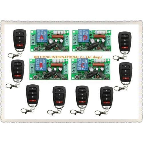 12pcs RF Wireless 220V 10A 1CH Remote Control Switch 4* Receiver & 8* Transmitter 315/433 MHZ Smart Home Switch