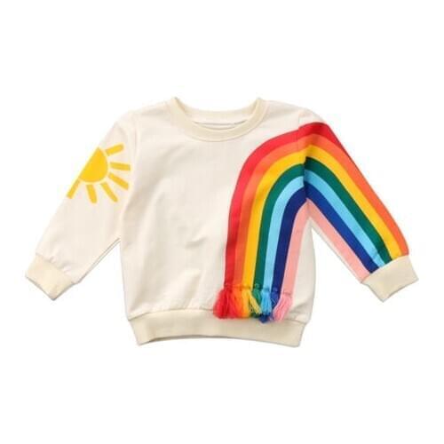 Children Girl Boys Print Lovely Hooded Sweatshirts Top Brief Baby Girls Rainbow Clothes Kid Sweatshirt Pullover Shirts Enfant