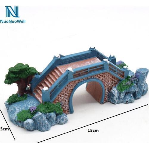 Brand Resin Ornaments Aquarium Goldfish Tank Decoration Accessories Artificial Bridge Landscape 15x5cm