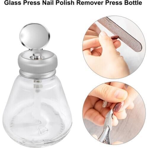 180ml Empty Nail Polish Makeup Remover Pump Dispenser Glass Push Down Press Bottle