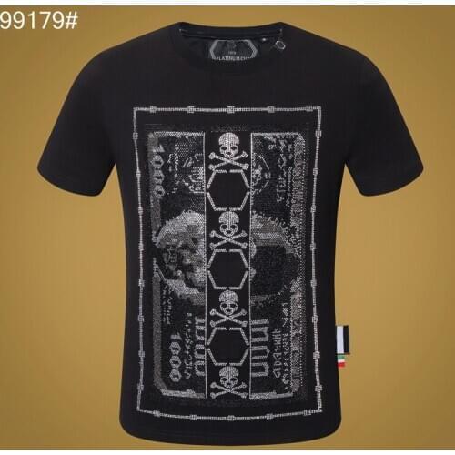 PP Men T-shirt Black Short Sleeve Skull Hip Hop Style Street Sportswear 3D Printing Plein T-shirt Round Neck Fitness clothes aaa