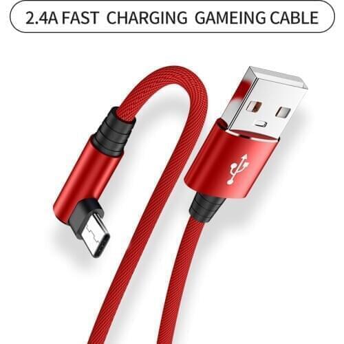 90 Degree L Bending Cable Fast Charge Cable type-C Nylon CordData Sync Cable for Samsung Xiaomi Android Reversible