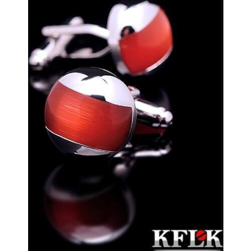 KFLK Luxury 2020 New shirt cufflink for mens Brand cuff buttons Orange cuff links High Quality wedding abotoadura Jewelry